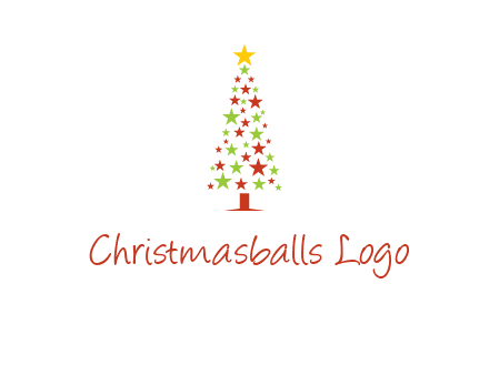 colorful stars christmas tree logo