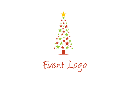 colorful stars christmas tree logo