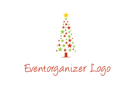 colorful stars christmas tree logo