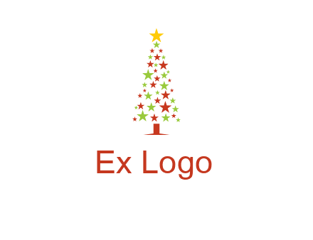 colorful stars christmas tree logo
