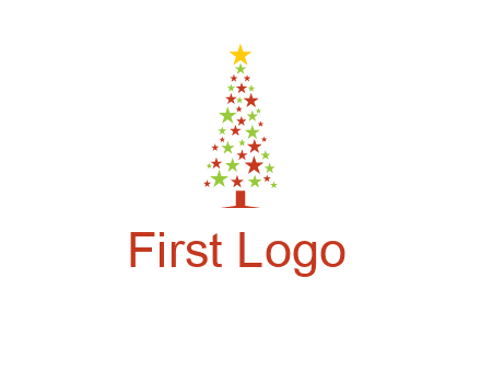 colorful stars christmas tree logo