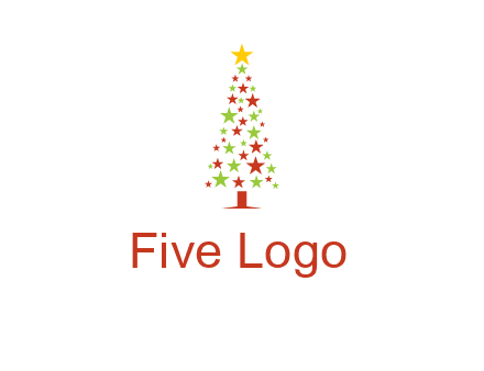 colorful stars christmas tree logo