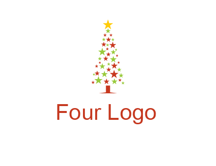 colorful stars christmas tree logo
