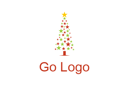 colorful stars christmas tree logo