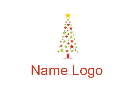 colorful stars christmas tree logo