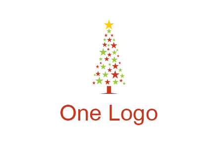 colorful stars christmas tree logo