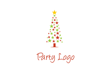 colorful stars christmas tree logo