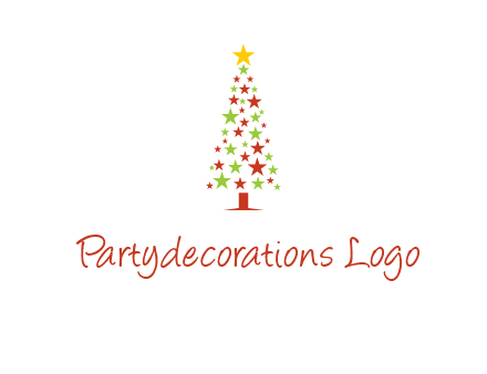 colorful stars christmas tree logo