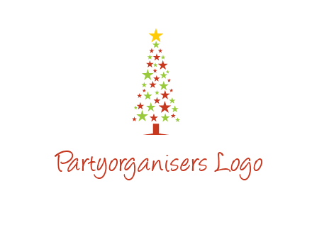 colorful stars christmas tree logo