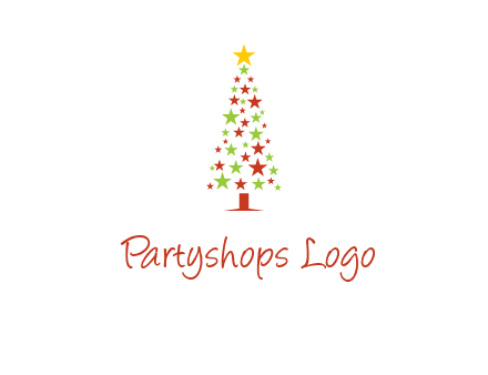 colorful stars christmas tree logo