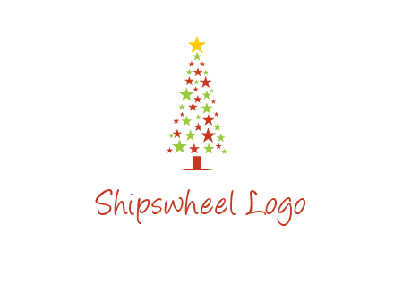 colorful stars christmas tree logo