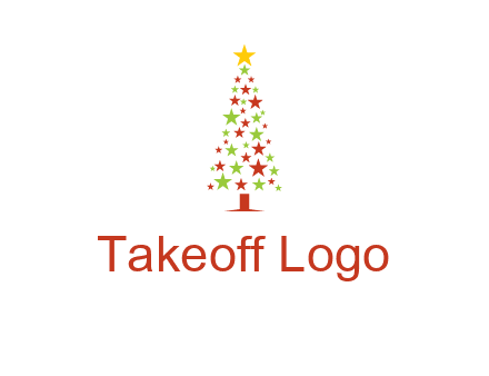 colorful stars christmas tree logo