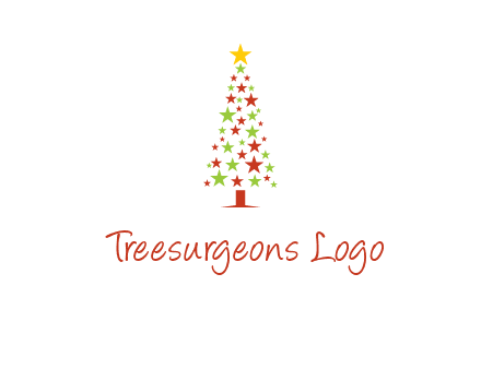 colorful stars christmas tree logo