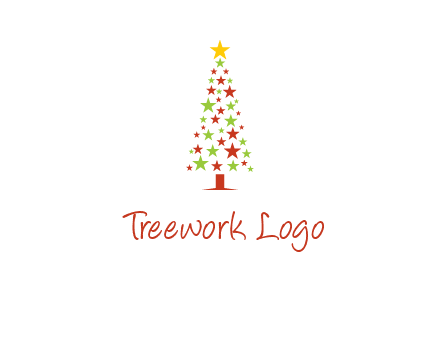 colorful stars christmas tree logo