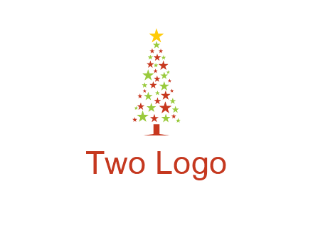 colorful stars christmas tree logo