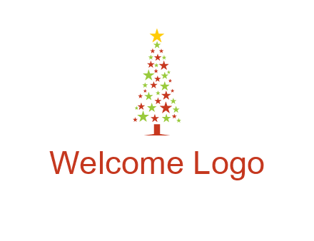 colorful stars christmas tree logo