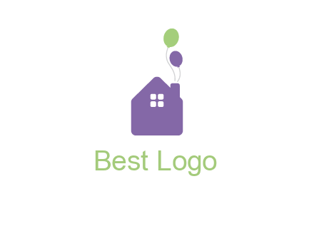 house with balloons logo