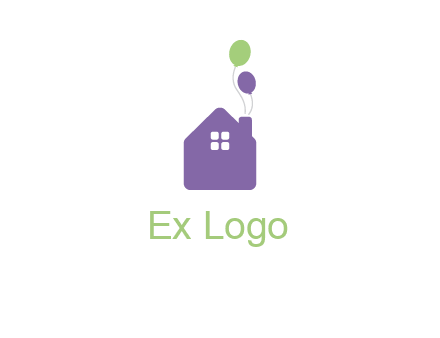 house with balloons logo