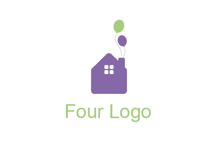 house with balloons logo