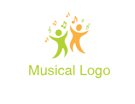 swoosh kids playing with music notes logo