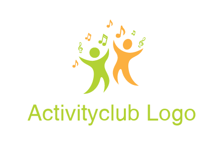 swoosh kids playing with music notes logo