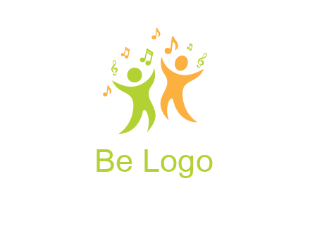 swoosh kids playing with music notes logo