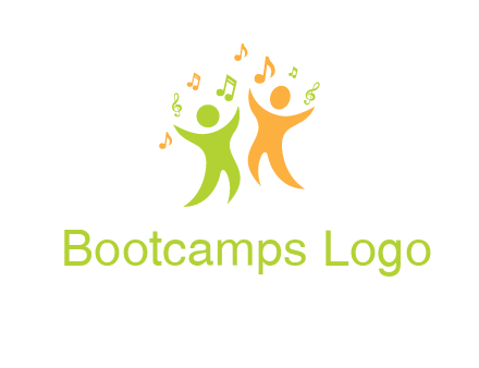 swoosh kids playing with music notes logo