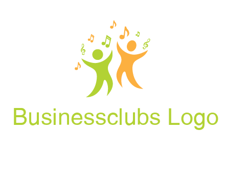 swoosh kids playing with music notes logo