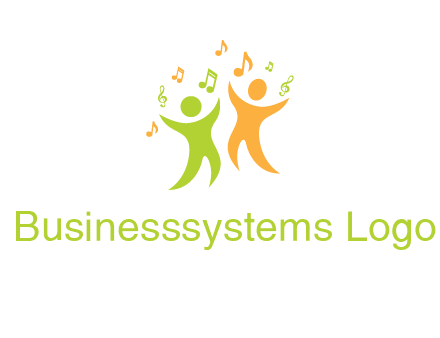 swoosh kids playing with music notes logo