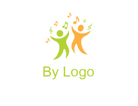 swoosh kids playing with music notes logo