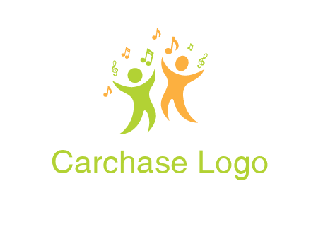 swoosh kids playing with music notes logo