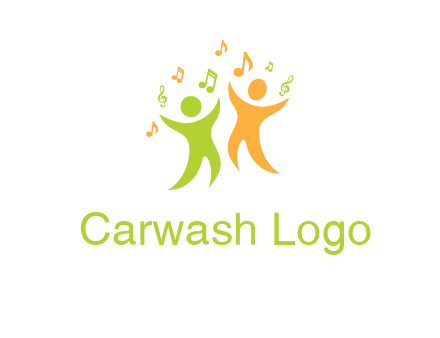 swoosh kids playing with music notes logo
