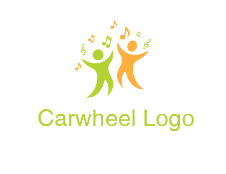 swoosh kids playing with music notes logo