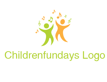 swoosh kids playing with music notes logo