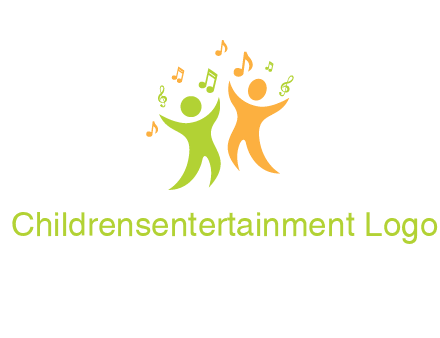 swoosh kids playing with music notes logo