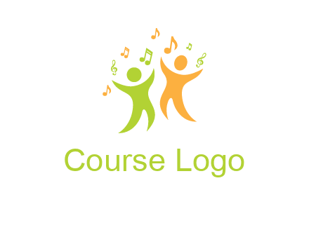 swoosh kids playing with music notes logo