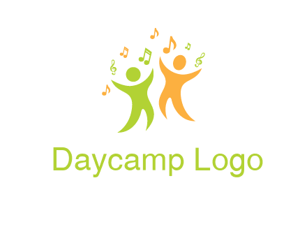 swoosh kids playing with music notes logo
