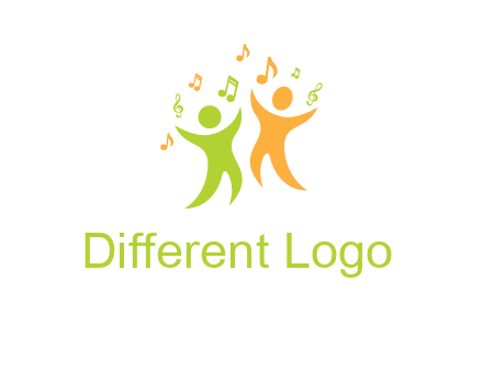 swoosh kids playing with music notes logo