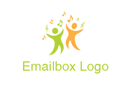 swoosh kids playing with music notes logo