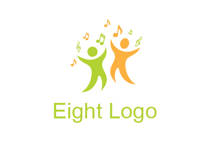 swoosh kids playing with music notes logo