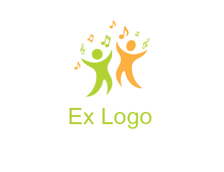 swoosh kids playing with music notes logo