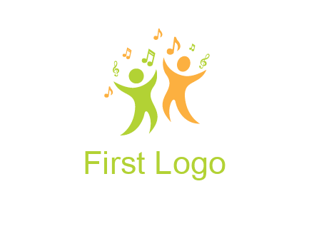 swoosh kids playing with music notes logo