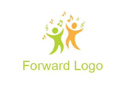 swoosh kids playing with music notes logo