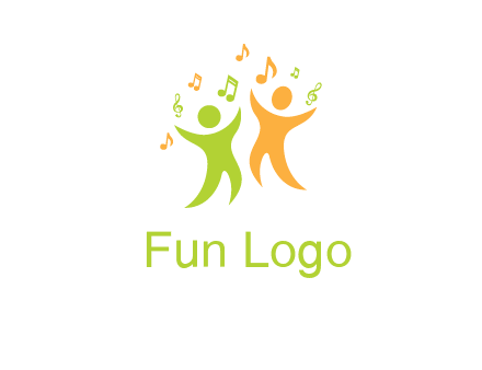 swoosh kids playing with music notes logo