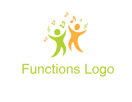 swoosh kids playing with music notes logo