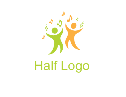 swoosh kids playing with music notes logo