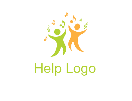swoosh kids playing with music notes logo