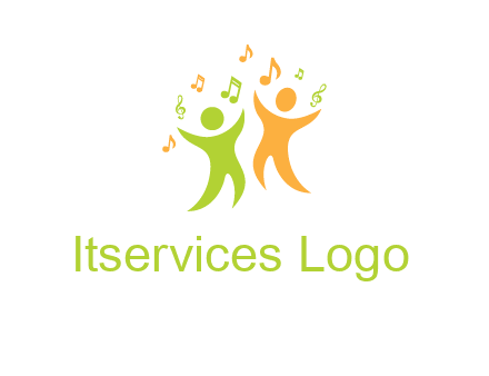 swoosh kids playing with music notes logo