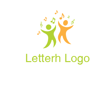 swoosh kids playing with music notes logo
