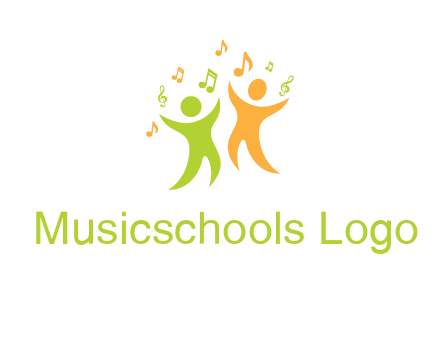 swoosh kids playing with music notes logo